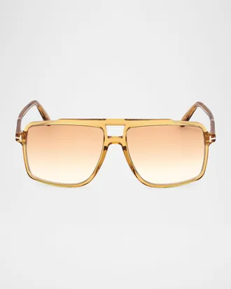 Tom Ford Men & apos;s Kemp Acetate Rectangle Sunglasses