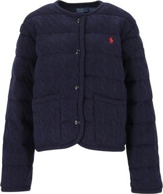 Polo Ralph Lauren Wool and Cashmere Button Jacket - Dames - Zomerjassen - Blauw - M - Wol - Jassen