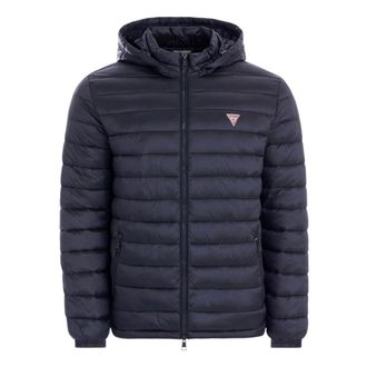 Guess Winter Jackets, male, Blue, Size: 2XL Hooded Puffer Jacket