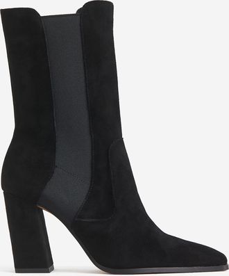 H&M Wadenhohe Stiefel aus Veloursleder - Schwarz