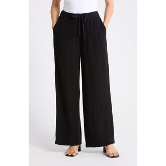 Eileen Fisher Organic Cotton Wide Leg Pants in Black at Nordstrom Rack, Size Xx-Small