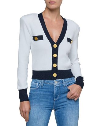 L'agence Taya Cropped V-neck Cardigan