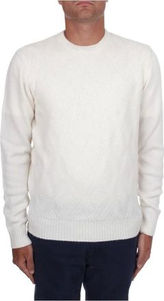 Herno Cashmere Knitwear, male, White, Size: L Cashmere Herringbone Resort Sweater
