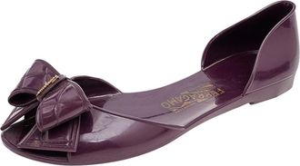 Ferragamo Purple Jelly Bow Flat Sandals