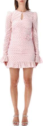 Rotate Mini Ruched Ruffled Hem Mini Dress