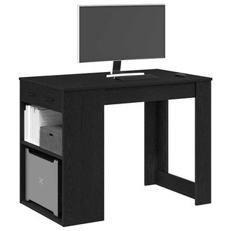 Berkfield Home Desk with Drawer & Shelf Black Oak 102x62x77.5 cm Engineered Wood