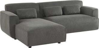 Sweeek Sof&aacute; esquinero de pana de 2 a 3 plazas, esquina izquierda, gris