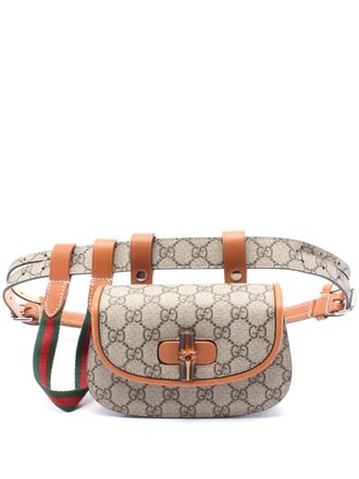 Gucci 2000-2015 Mini GG Supreme Web Bamboo 1947 belt bag - women - Fabric/Calf Leather - One Size - Brown