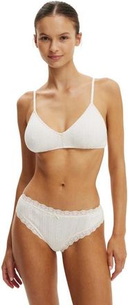 Cotton On Womens Cotton Pointelle Triangle Padded Bralette in Butterscotch Marle at Nordstrom, Size Xx-Small
