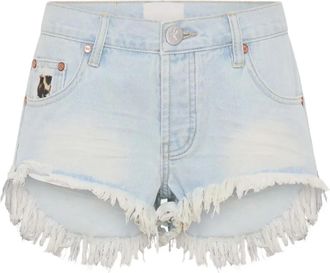 One Teaspoon Shorts denim con frange - Blu