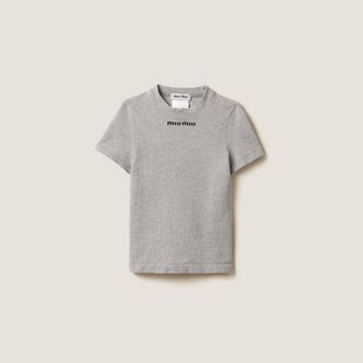 Miu Miu Seamless M&eacute;lange T-shirt, Woman, Grey, Size XS-S