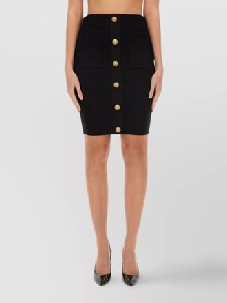 Balmain checkered knit skirt featuring front pockets