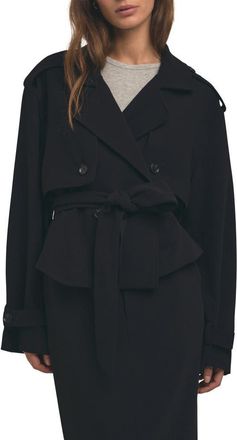 Favorite Daughter The Charles Crop Trench Coat in Black at Nordstrom, Size Xx-Small