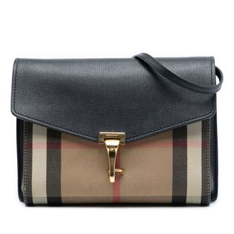 Burberry Tweedekans Kleine Leren En Herencheck Canvas Derby Macken Crossbody