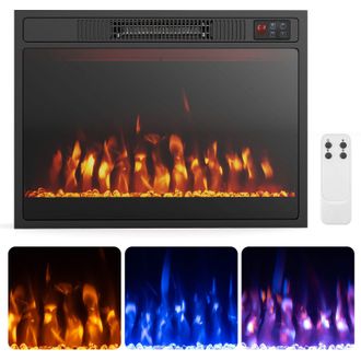 Costway Costway 23 Inches Electric Fireplace Insert 750W/1500W Fireplace Heater in Black