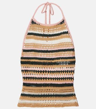 The Upside Crochet halterneck cotton top