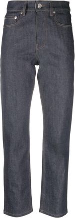 Maison Kitsuné straight-leg cropped jeans - women - Cotton/Spandex/Elastane - 27 - Blue