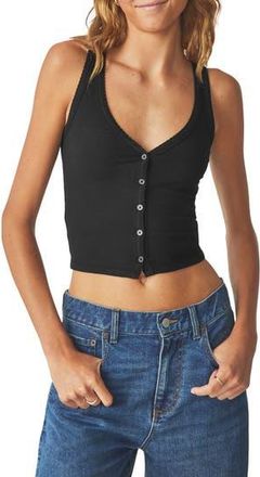 Florence By Mills Rib Button-Up Tank Top in Black at Nordstrom Rack, Size Xx-Large