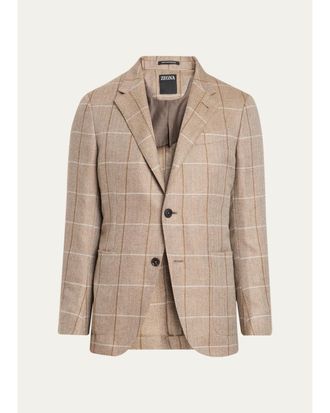 Ermenegildo Zegna Mens Cashmere Grid Check Sport Coat