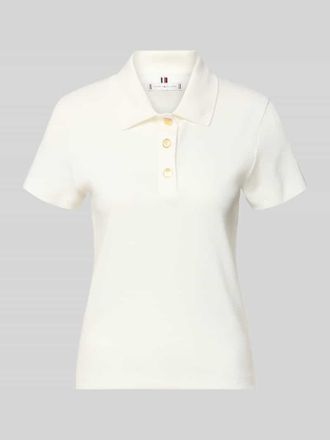 Tommy Hilfiger Slim Fit Poloshirt aus reiner Baumwolle in Ecru, Gr&ouml;&szlig;e XL