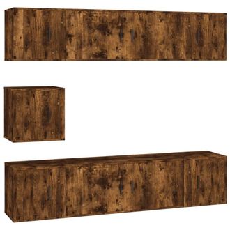 Berkfield Home 7 Piece TV Cabinet Set Smoked Oak Engineered Wood in Brown