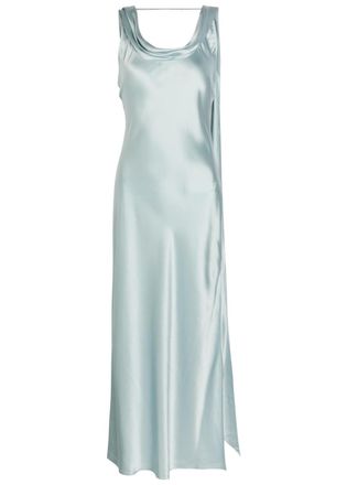 Acne Studios Draped Silk Midi Dress - Light Blue - 40 (UK12 / M)