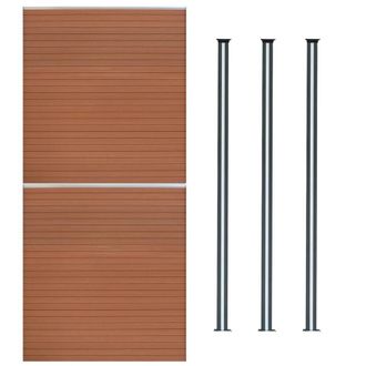 MonsterShop Composite Fence Panels & LED Posts 6ft x 11.5ft - Brown
