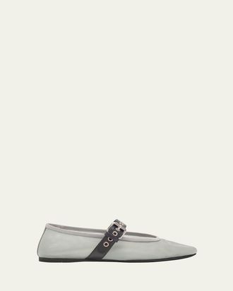 Miu Miu Mesh Buckle Mary-Jane Ballerina Flats
