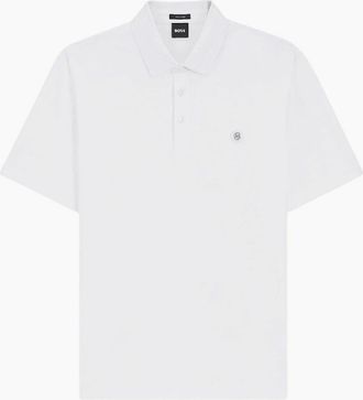 HUGO BOSS Mens C-Parris 01 White Mercerised Polo Shirt - Size: 36