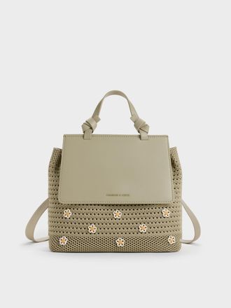Charles & Keith Girls Ida Stripped Knitted Backpack