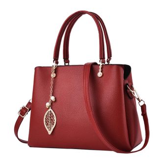 Generic Stylish Womens Leather Tote Bag Ladies Fashion Purse Satchel Handbag Everyday Carry Durable Shoulder Bag Design (Red, One Size)