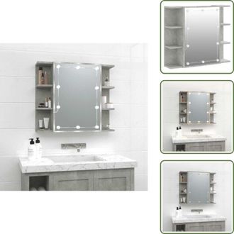 vidaXL The Living Store Mobile a Specchio con LED Grigio Cemento 70x16,5x60 cm - Specchio per trucco