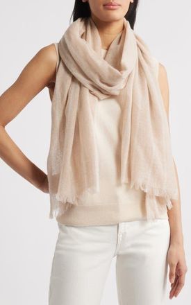 Nordstrom Stripe Cashmere Scarf in Camel- Oatmeal Combo at Nordstrom
