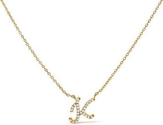 House of Brilliance 10K Gold Diamond Accent A-Z Initial Script Style Pendant Necklace in Yellow | K at Nordstrom