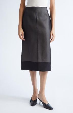 Gia Studios Lucienne Silk Midi Skirt in Black/Cream at Nordstrom, Size 10 Us