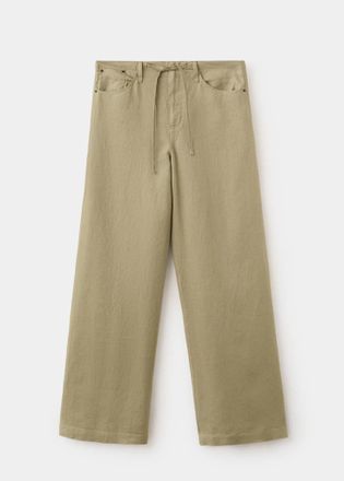 Mango Pantaloni lino fiocco kaki - Donna - 36 - MANGO