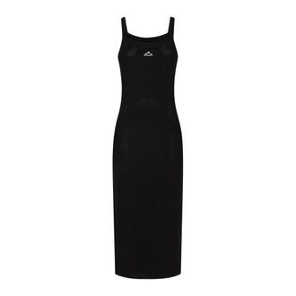 Alexander Wang Zwarte Logo Print Lange Jurk - Dames - Casual kleedjes - Zwart - S - Kleedjes