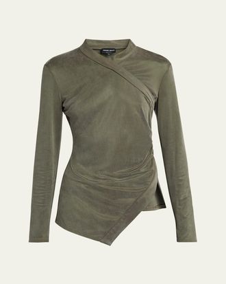 Giorgio Armani Asymmetric Jersey Long-Sleeve Top