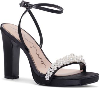 Nina Evette Ankle Strap Platform Sandal in Black Ls S at Nordstrom, Size 8.5