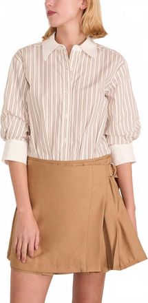 SIMKHAI Frankie Mini Combo Shirt Dress In Sand Stripe Multi