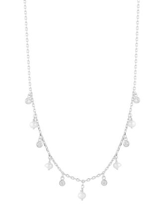 Glaze Jewelry Silver 3Mm Pearl Cz Necklace
