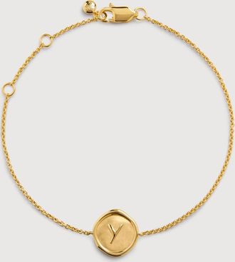 Monica Vinader Gold Initial Y Stamp Chain Bracelet