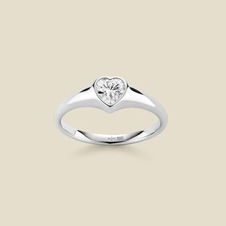 Made by Mary CZ Heart Signet Ring