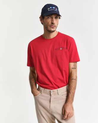 GANT T-Shirt GANT PRINTED GRAPHIC SS T-SHIRT, Herren, Gr. XXL, rot (ruby rot), Jersey, Obermaterial: 100% Baumwolle, regular fit, Rundhals, Shirts T-Shirt