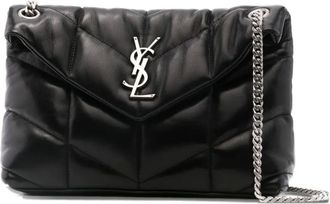 Saint Laurent Schoudertas met logoplakkaat - Zwart