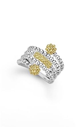 Lagos Caviar Icon Bead & Bar Ring in Silver/Gold at Nordstrom, Size 7