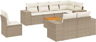 vidaXL Set De Sof&aacute;s De Jard&iacute;n 9 Pzas Con Cojines Rat&aacute;n Sint&eacute;tico Beige Vidaxl