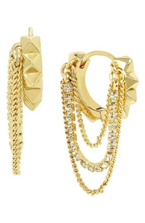 AllSaints Muiltchain Huggie Hoop Earrings in Gold at Nordstrom