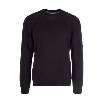 C.P. Company Round-neck Knitwear, male, Black, Size: 2XL Lens-Detail Crewneck Sweater