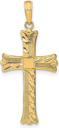 Diamond2Deal 14k Yellow Gold Textured Square Center Cross Pendant